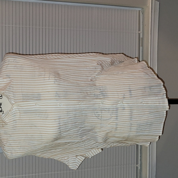 Primark WHITE & TAN Button Up 3/4 sleeve Blouse-Size 10 - Picture 2 of 6